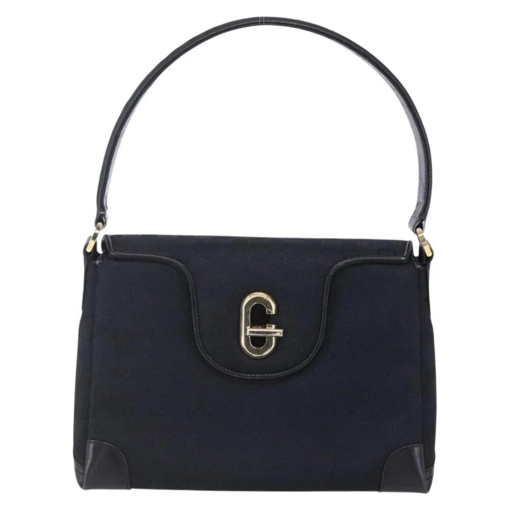 GUCCI GG Canvas Shoulder Bag Black Gold Auth 147856 - Picture 3 of 15